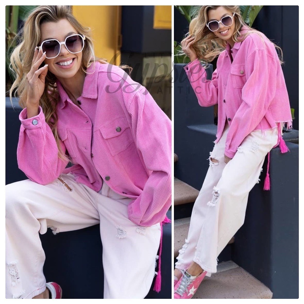 POL PLUS Basic Vintage PINK Corduroy Jacket - Picture 9 of 11
